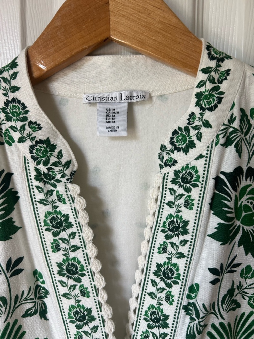 NWOT Christian Lacroix White Maxi Dress with Green Floral Print - Picture 12 of 15